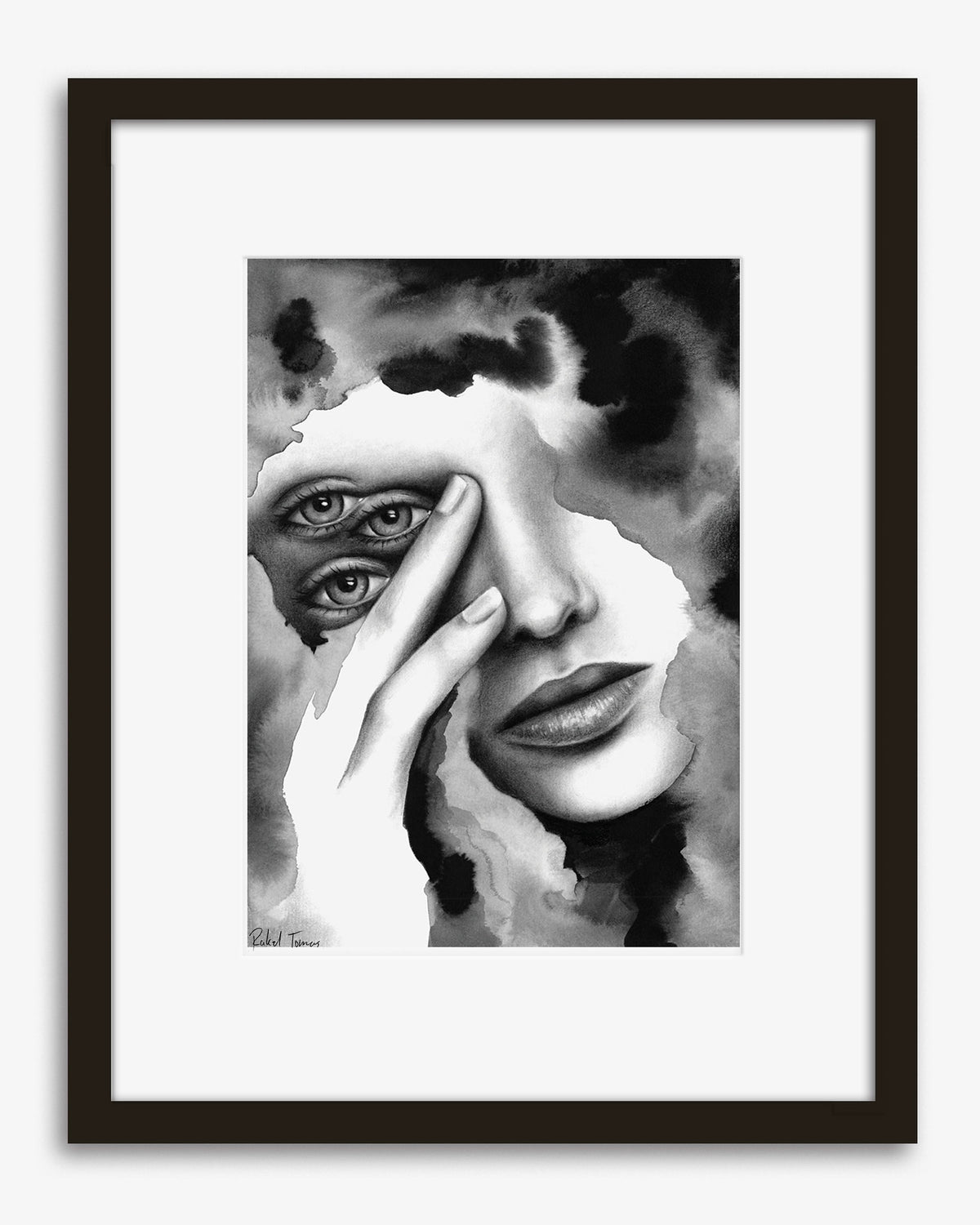 Surrealistic pencil drawing of the female body by Rakel Tomas 