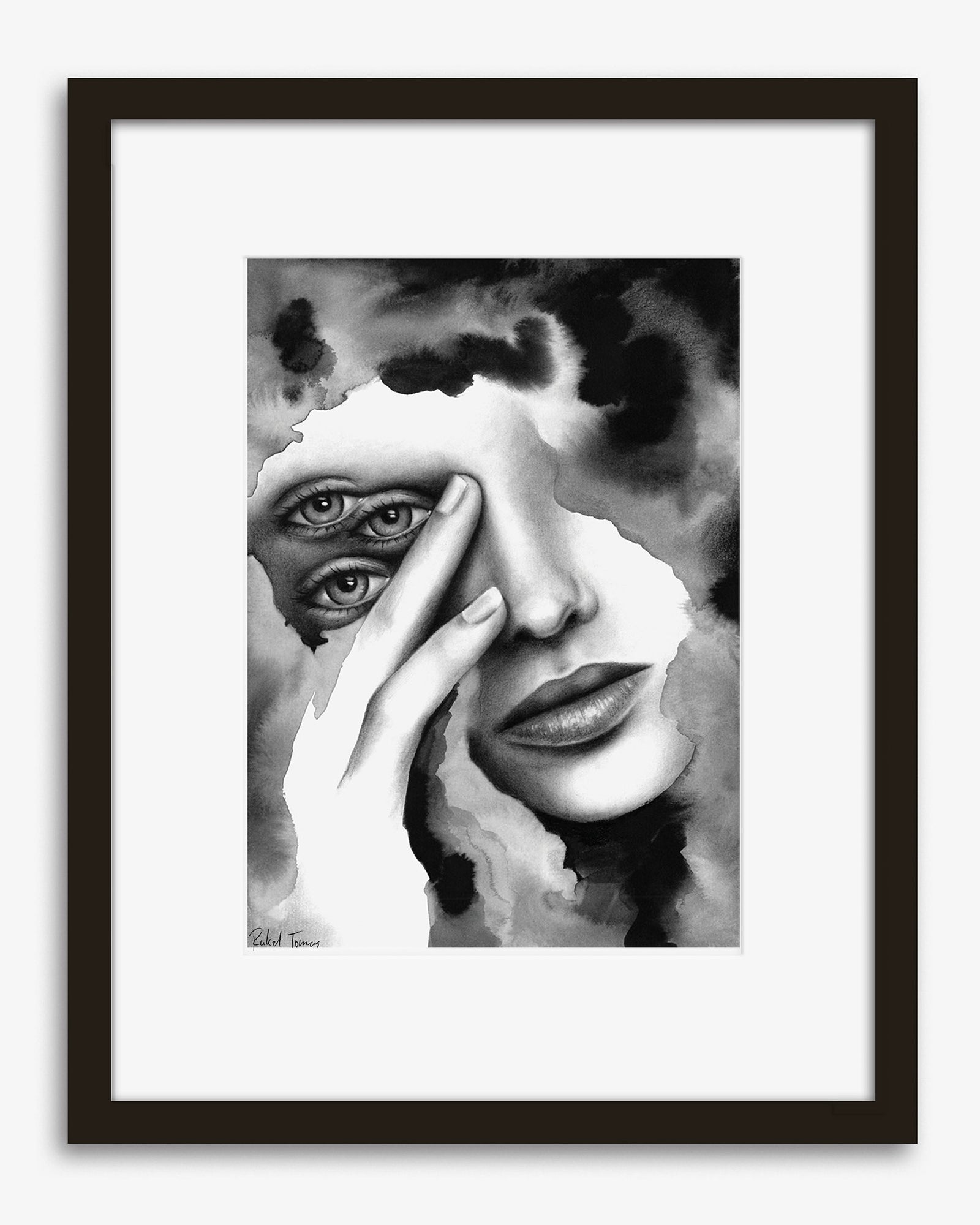 Surrealistic pencil drawing of the female body by Rakel Tomas 