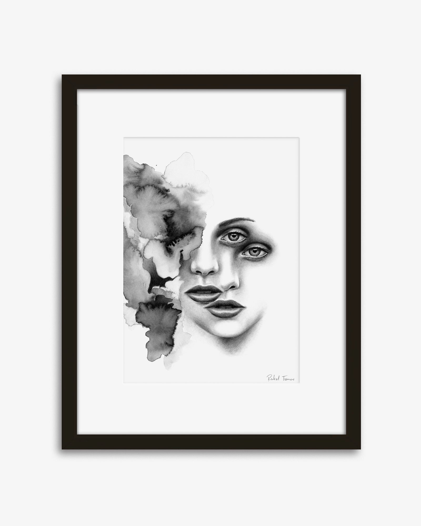 Surrealistic pencil drawing of the female body by Rakel Tomas