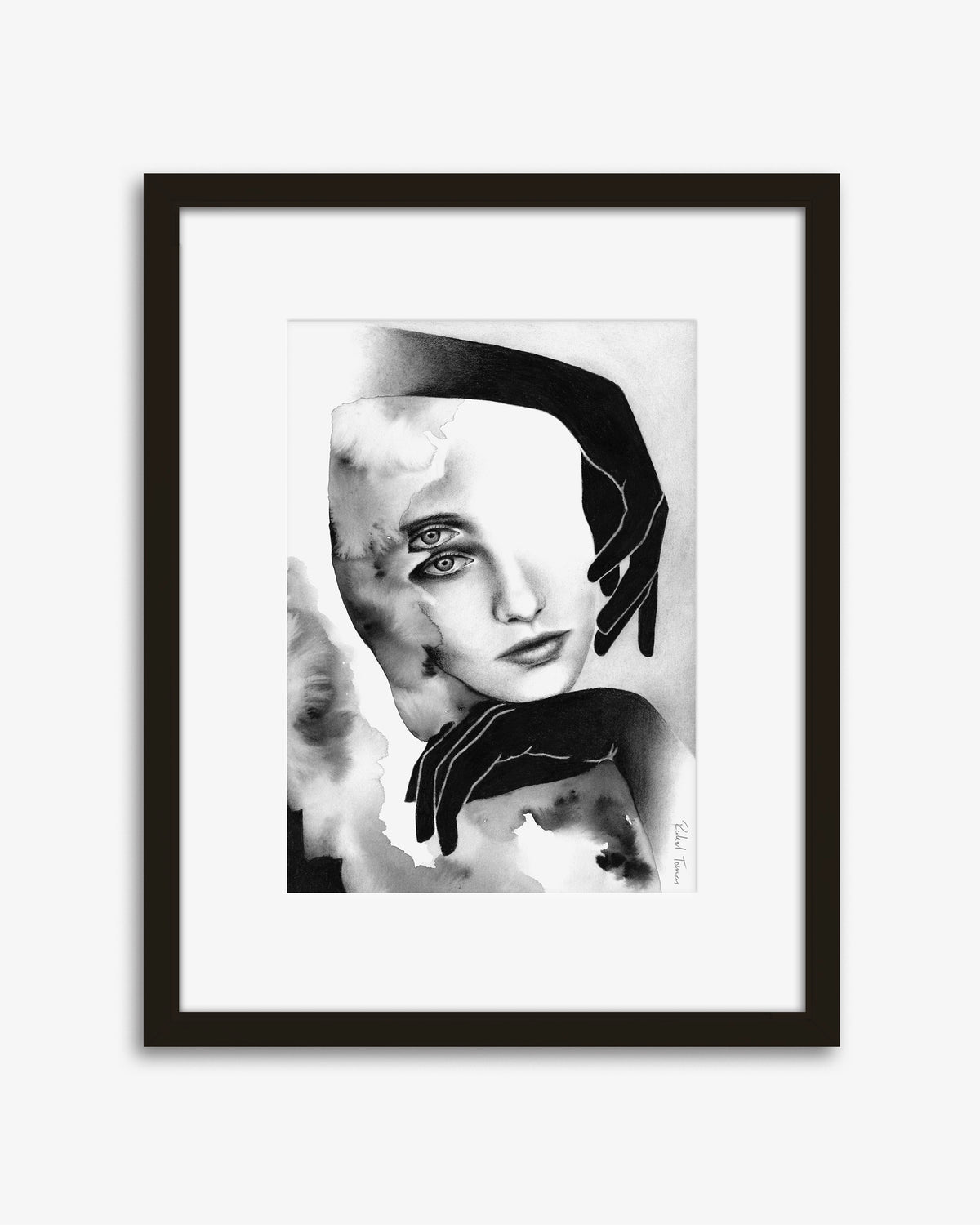 Surrealistic pencil drawing of the female body by Rakel Tomas 