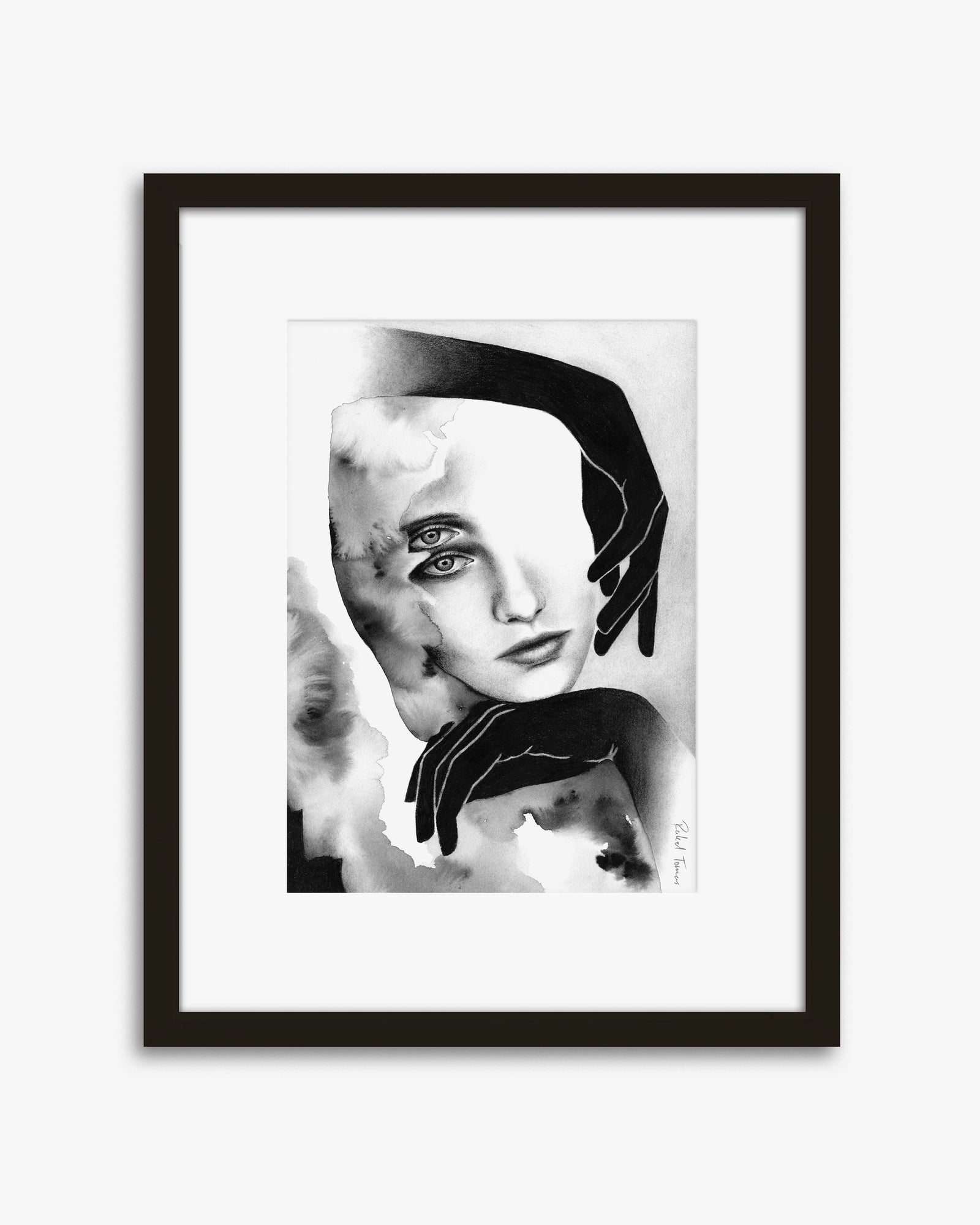 Surrealistic pencil drawing of the female body by Rakel Tomas 