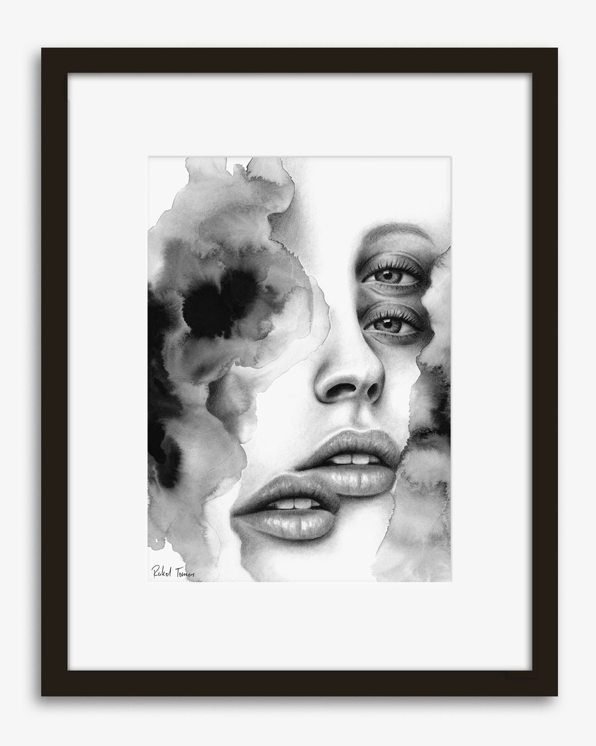 Surrealistic pencil drawing of the female body by Rakel Tomas 