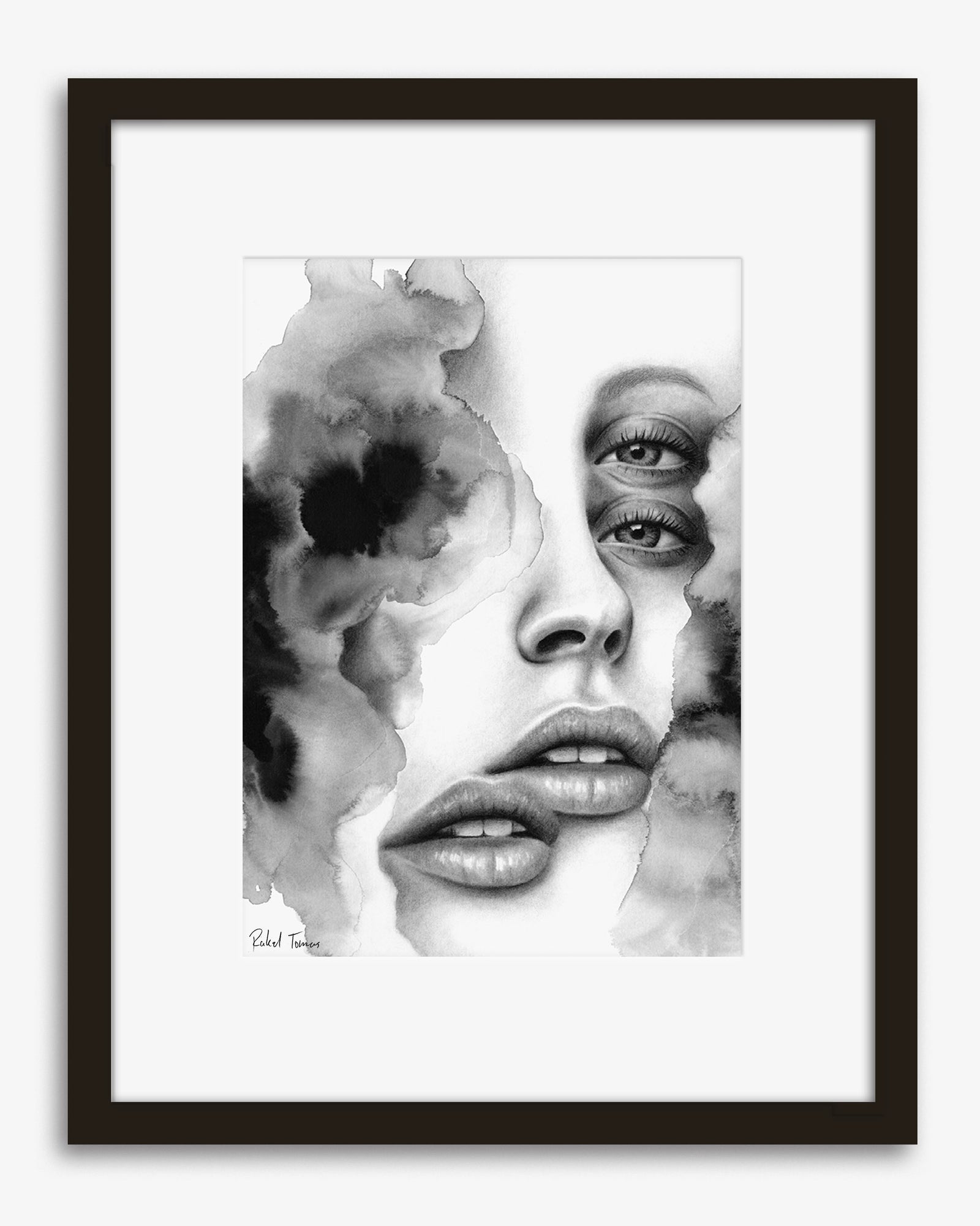 Surrealistic pencil drawing of the female body by Rakel Tomas 