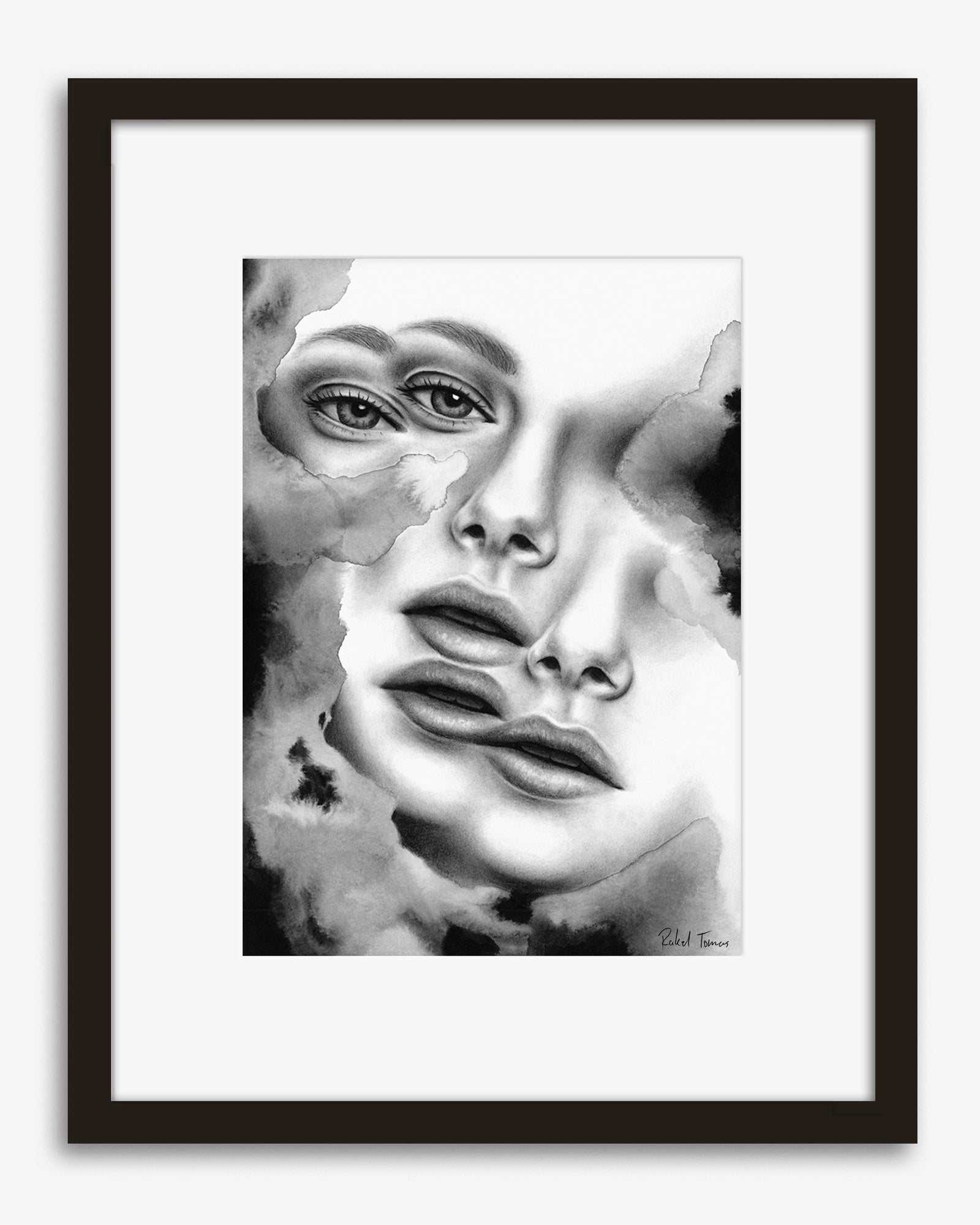 Surrealistic pencil drawing of the female body by Rakel Tomas 