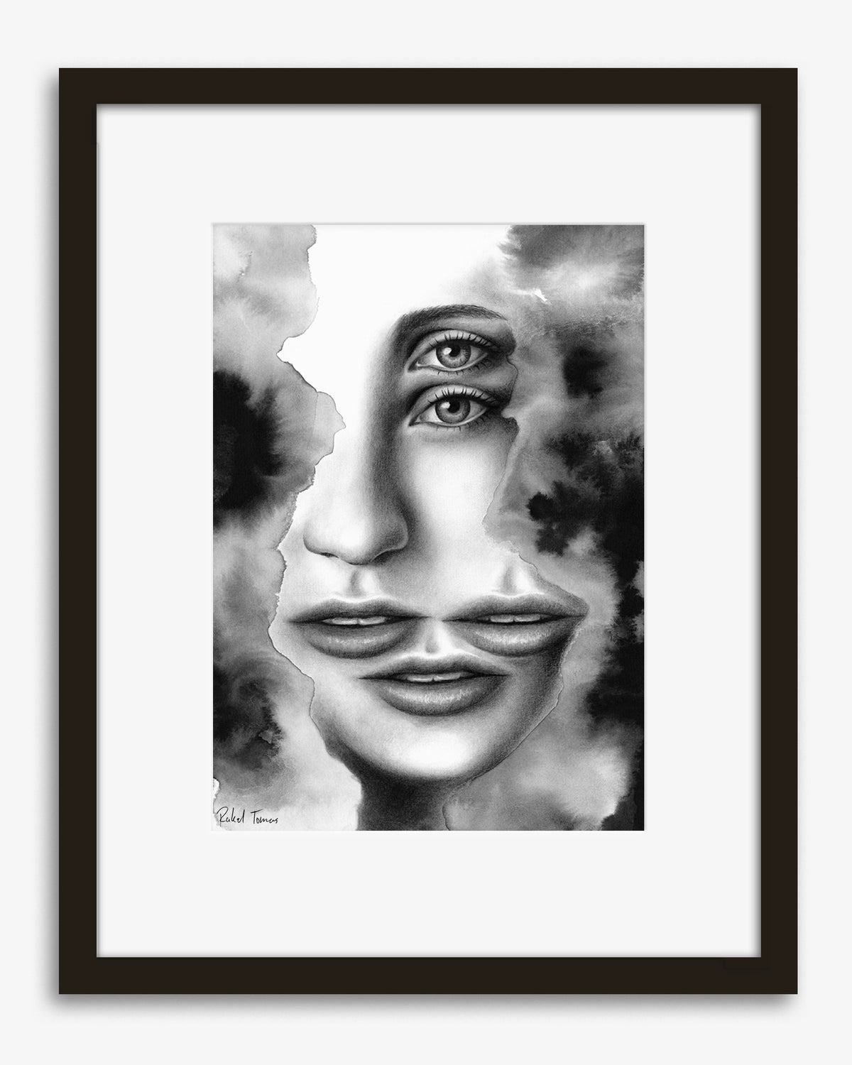 Surrealistic pencil drawing of the female body by Rakel Tomas 