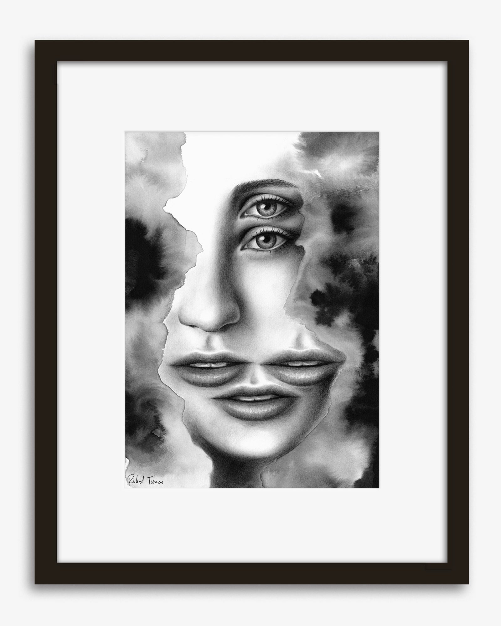 Surrealistic pencil drawing of the female body by Rakel Tomas 