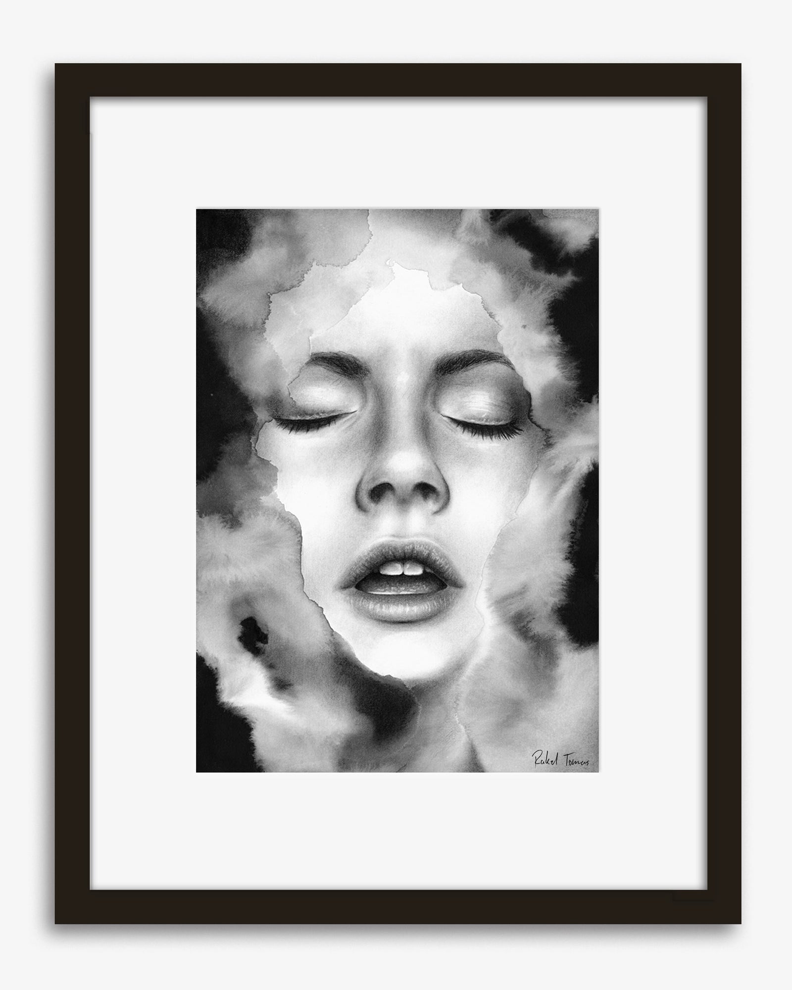 Surrealistic pencil drawing of the female body by Rakel Tomas 