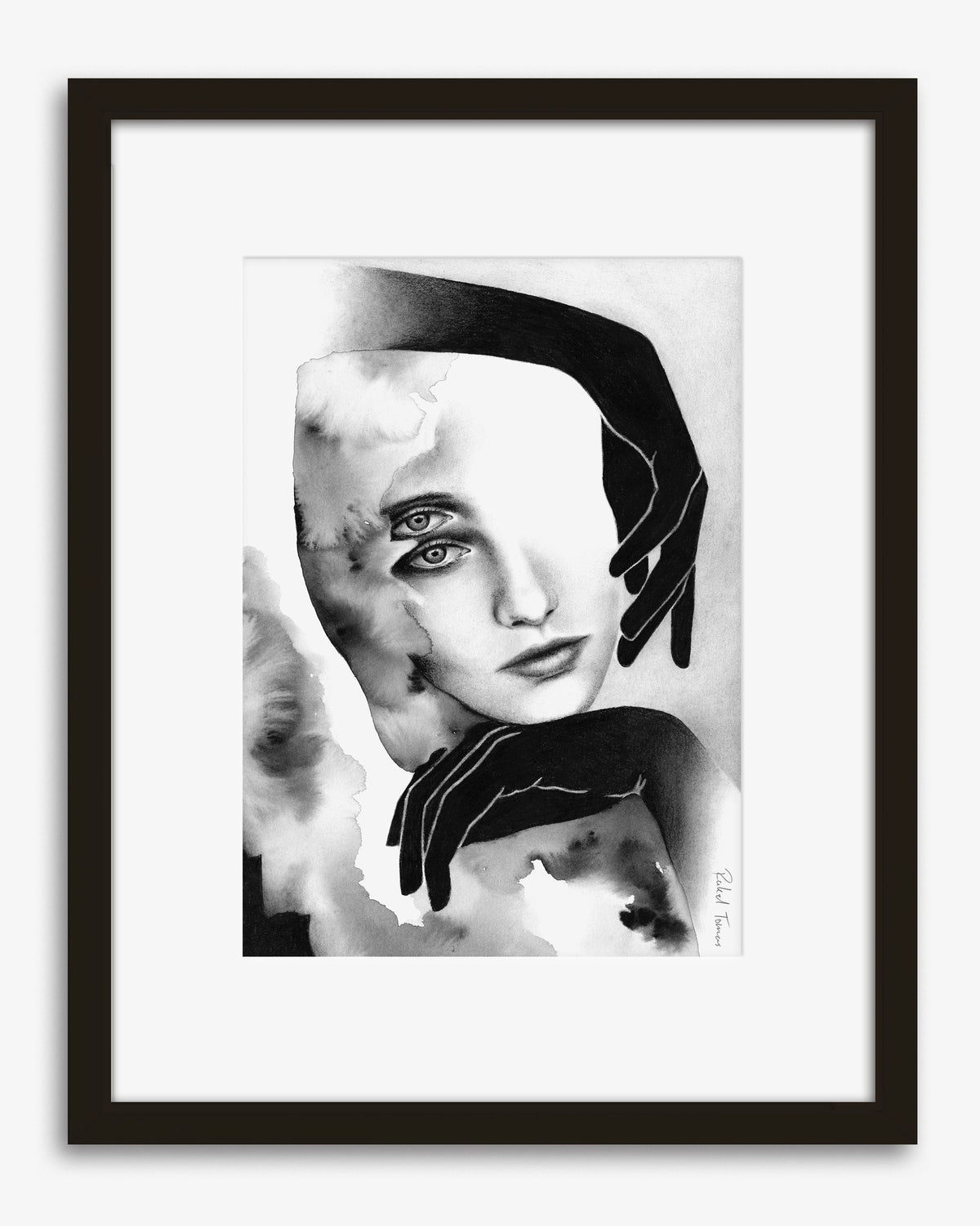 Surrealistic pencil drawing of the female body by Rakel Tomas 