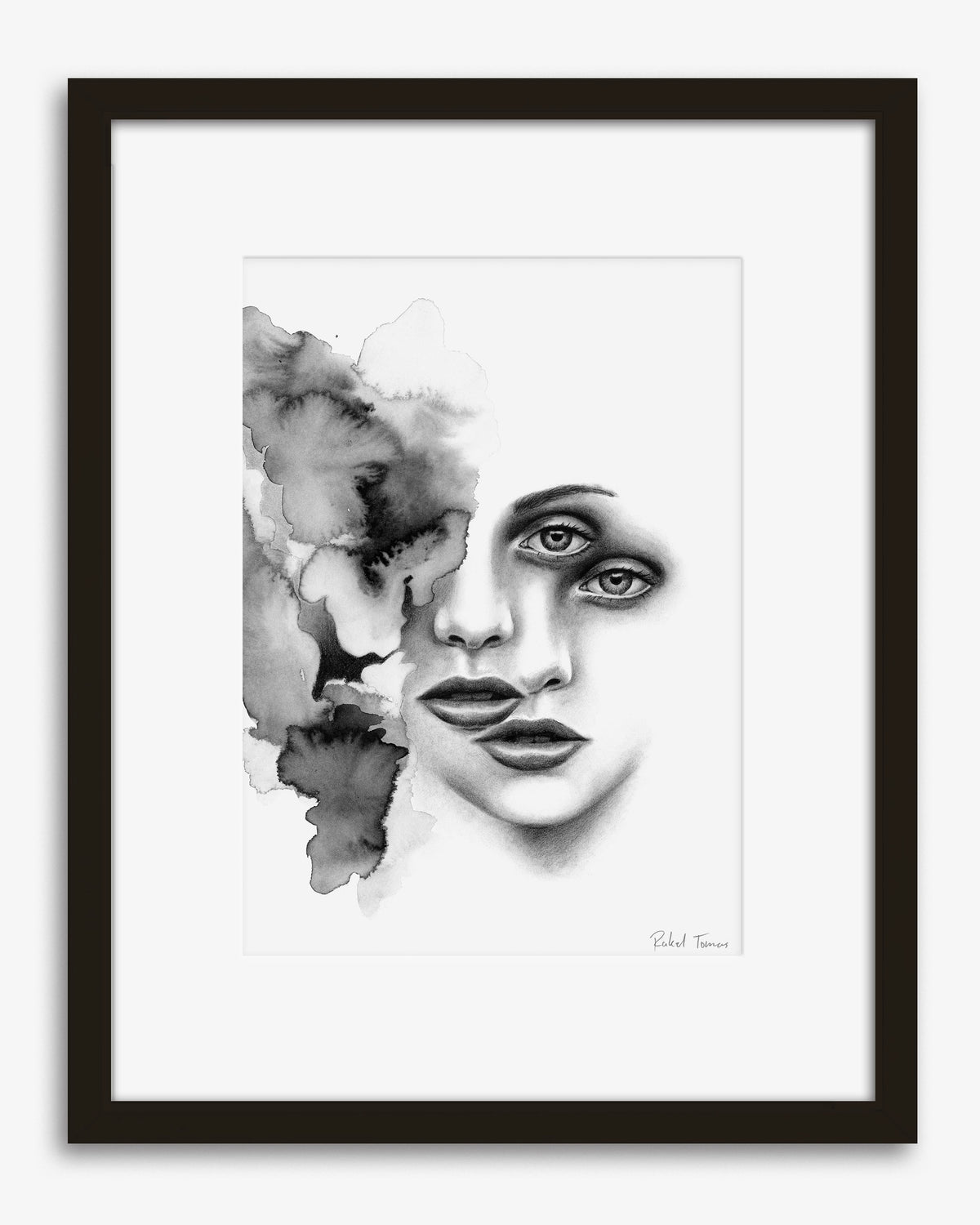 Surrealistic pencil drawing of the female body by Rakel Tomas 